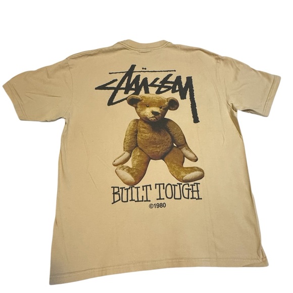 Stussy Tan Short Sleeve Tee with Teddy Bear Graphic - Picture 1 of 6